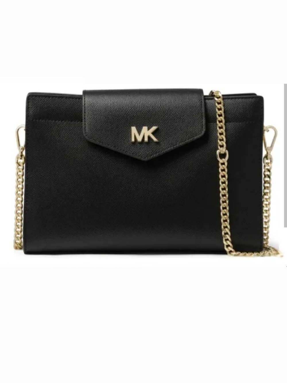 Michael Kors Black Mott Leather Chain Crossbody